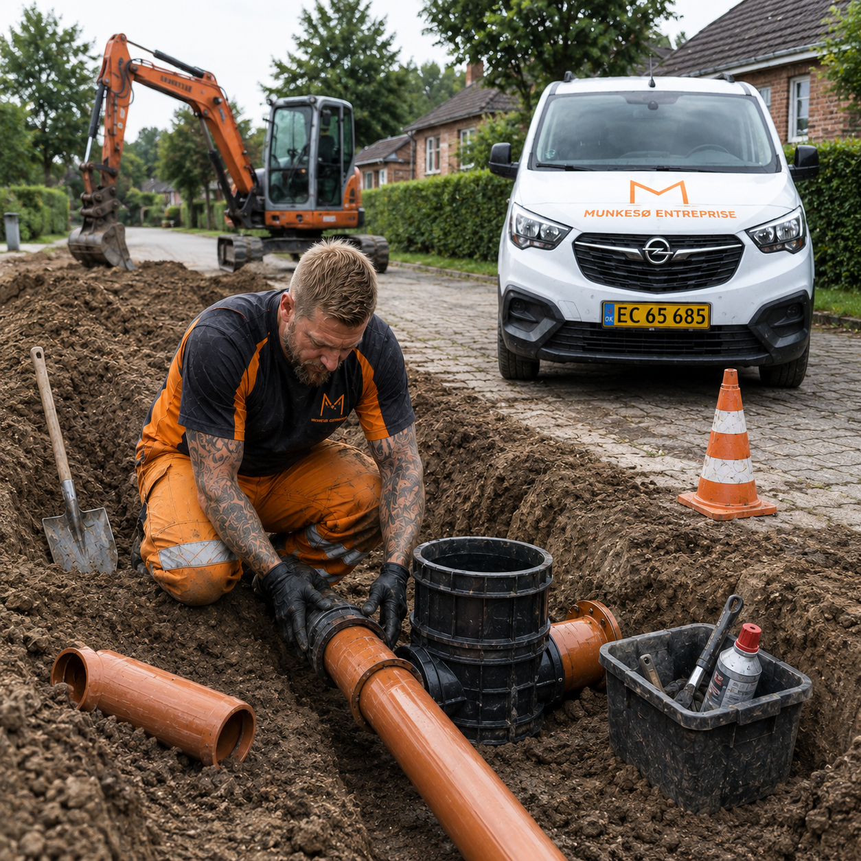 Omfangsdræn etableret af Munkesø Entreprise